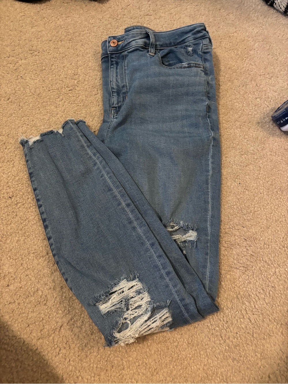 American Eagle Outfitters Distressed Medium Blue Skinny Jeans